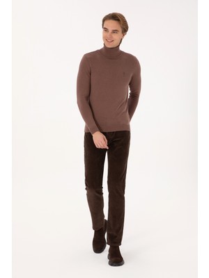 U.S. Polo Assn. Erkek Koyu Kahverengi Regular Fit Kanvas / Chino Kadife Pantolon 50310221-VR084