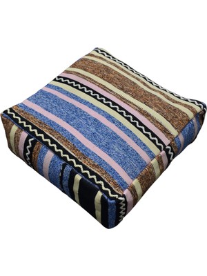 Kilim Antik El Dokuma Dekoratif Puf Köşe Kilim Minderi Kırlent Kılıfı 1112 - Yeni - Çok Renkli