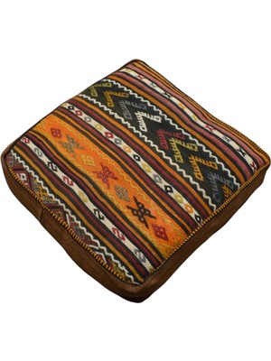 Kilim Antik El Dokuma Dekoratif Puf Köşe Kilim Minderi Kırlent Kılıfı 1114 - Yeni - Çok Renkli