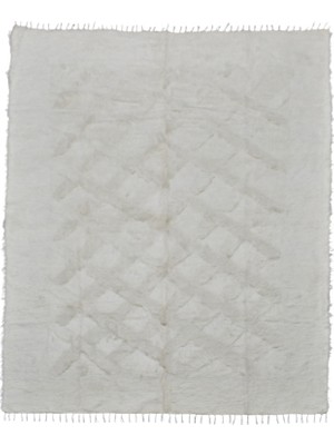 Kilim Antik El Dokuma Çift Kişilik Tiftik Yün Siirt Battaniyesi Kilim 0729 - Yeni - Beyaz