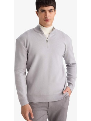 DeFacto Standart Fit Fermuarlı Dik Yaka Triko Kazak G5283AX25WN