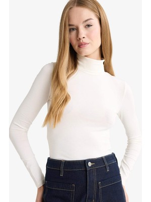 DeFacto Fitted Balıkçı Yaka Modal Uzun Kollu Tişört G5826AX25WN