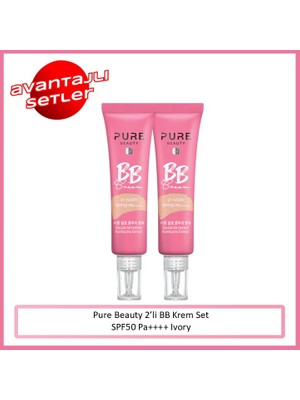 Pure Beauty BB Krem Set 2'li SPF50 PA++++ Ivory 30 ml Tüm Cilt Tipleri İçin Canlandırıcı Etki
