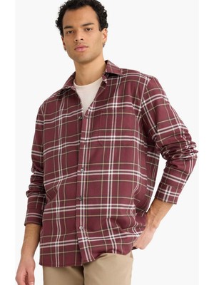 DeFacto Regular Fit Polo Yaka Flanel Uzun Kollu Gömlek G5378AX25WN