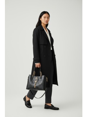 Ravzaderi Üç Gözlü Gold Aksesuarlı Klasik Kadın Kol Çantası 0571