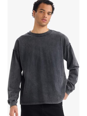 DeFacto Boxy Fit Bisiklet Yaka Baskılı Sweatshirt G4354AX25WN