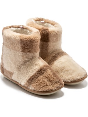 Twigy Kadın Ev Botu Kahverengi Peluş Tabanlı 36/41 Yumuşak Konfor Sunan Homewear