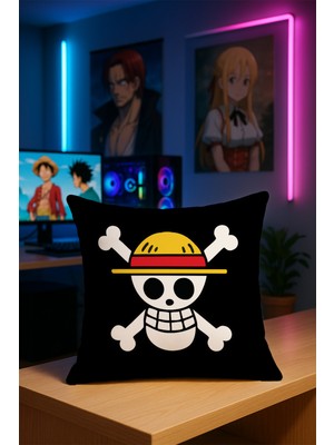 Charmbi One Piece Anime Karakter Baskılı Kırlent Kılıfı Yumuşak Kumaş Çift Taraflı Dijital Baskı 43X43 Tekli