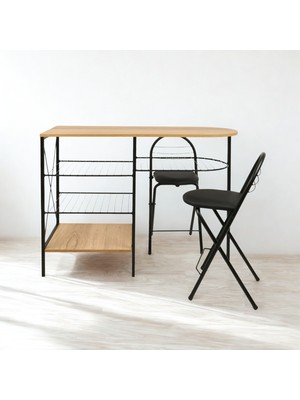 Eşyala. Çalışma Bar Masası Ikili Katlanabilir Minderli Sandalye TAKIMI(120X45X87 Cm)