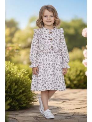 Kız Çocuk Uzun Kollu Baskılı Pamuklu Müslin Kumaş Mevsimlik Elbise
kahverengi çiçekli