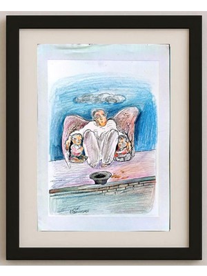 Karikatural Mohammad Ali Baniasadi 29X21 cm Karikatür Tablo