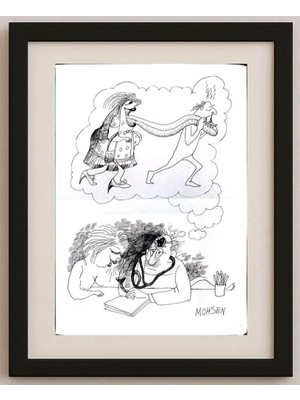 Karikatural Mohsen Divandari 29X21 cm Karikatür Tablo