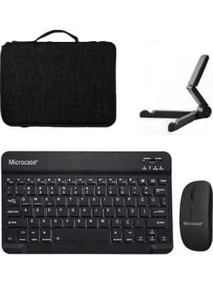 Microcase Honor Pad 10 12.1 Inch Tablet Uyumlu Tablet Çanta+Türkçe Bluetooth Klavye+Mouse+Tablet Standı-Siyah AL8128