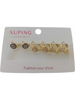 Akfecan Çelik Zirkon Taşlı Altılı Halka Küpe