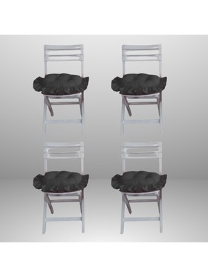 Momme Fırfırlı, Saçaklı Oval Sandalye Minderi 40X40 cm ( 4 Adet )