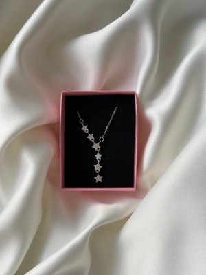 NB Steelora Çelik Gümüş Renk Yıldız Model Zirkon Taşlı Kadın Kolye