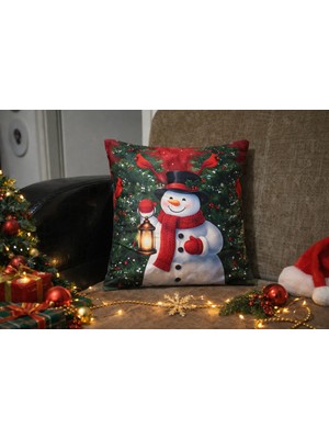 Özdağ Home Concept Yılbaşı Desenli Premium Kumaş Kırlent Kılıfı 43X43 cm | Noel Temalı Dekoratif 2li Set
