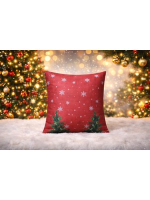Özdağ Home Concept Yılbaşı Desenli Premium Kumaş Kırlent Kılıfı 43X43 cm | Noel Temalı Dekoratif 2li Set