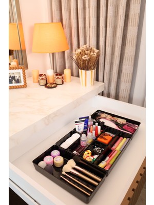 Color House 10'lu Set Çekmece İçi Düzenleyici Modüler Makyaj Takı Organizer ( Sert Plastik )
