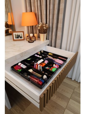 Color House Parlak Siyah ( Piano Black ) 24 Parça Makyaj Takı Toka Organizer Sert Plastik Düzenleyici