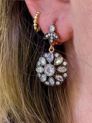 Elmas Montür Işçilikli 925 Ayar Gerçek Gümüş Rosegold Kaplamalı Vintage Küpe