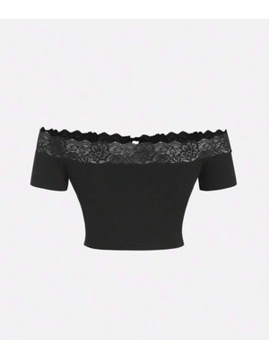 İsra Ayyıldız Moonstar Collection Coquette Lolita Madonna Yaka Kısa Kollu Dantelli Kurdeleli Gotic Bluz