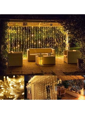 urfakent bilişim ve medya danışmanlık 3x2 Perde LED Sarı Işık Plastik Kancalı