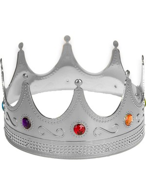 urfakent bilişim ve medya danışmanlık Gümüş Renk Yetişkin Çocuk Uyumlu Kral Tacı Kraliyet Tacı 60CM