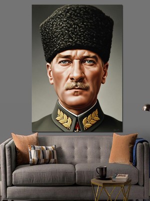 Artmeg Mustafa Kemal Atatürk Portresi Dekoratif Kanvas - Mdf Ahşap Tablo