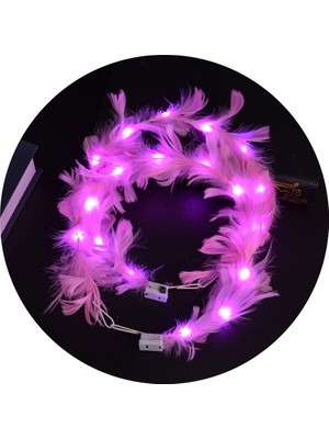 urfakent bilişim ve medya danışmanlık LED Işıklı Rgb 3 Fonksiyonlu Otrişli Parti Tacı Pembe Renk