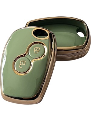 Kasey Renault Clio 3 Dacia Logan Duster Sandero Uyumlu Kumanda Anahtar Kılıfı Oto Anahtarlık Yeşil Gold