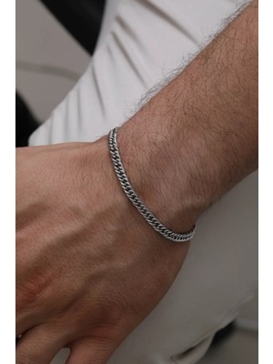 Ayno Erkek Gümüş Renk Zincir Model Çelik Bileklik
