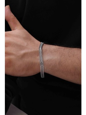 Ayno Kılçık Desenli Çelik Erkek Bileklik