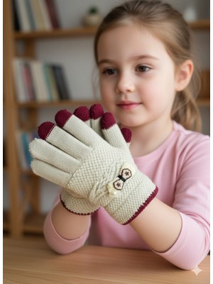 Miniko Kids Kitti 25240-02 Kız Çocuk Örme Triko Eldiven 9-12 Yaş