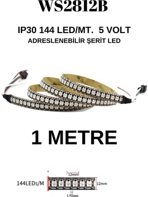 WS2812B 144 LED 5V. Adreslenebilir Piksel LED 1 Metre