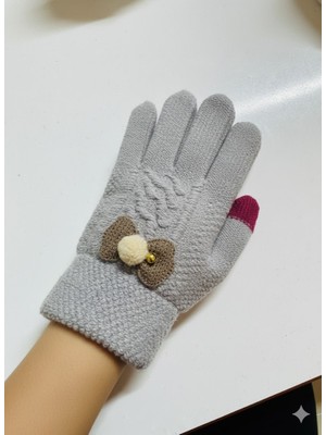 Miniko Kids Kitti 25240-04 Kız Çocuk Örme Triko Eldiven 9-12 Yaş