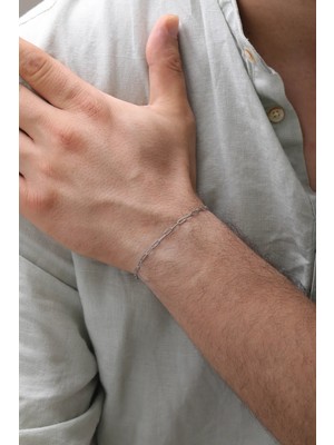 Ayno Düz Zincir Gümüş Erkek Bileklik