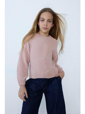 DeFacto Bisiklet Yaka Şönil Triko Kazak Kız Çocuk F2619A825WN