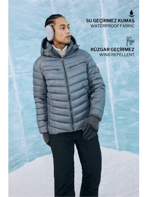 DeFacto Su İtici Regular Fit Kapüşonlu Fermuarlı Rüzgar Geçirmez Kayak Montu F5351AX25WN