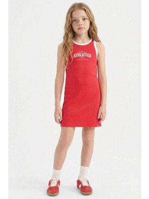 DeFacto Kız Çocuk Baskılı Fitilli Kaşkorse Kolsuz Yazlık Elbise B4491A825SM