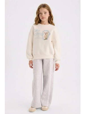 DeFacto Kız Çocuk 2'li Takım Baskılı Sweatshirt Eşofman Altı G5571A825WN