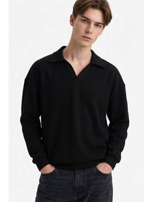 DeFacto Boxy Fit Polo Yaka Sweatshirt G6475AX25WN