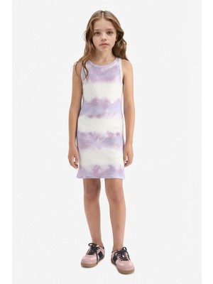 DeFacto Kız Çocuk Batik Desenli Fitilli Kaşkorse Kolsuz Yazlık Elbise B4489A825SM
