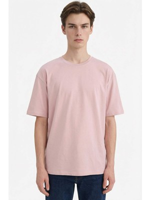 DeFacto %100 Pamuk Oversize Geniş Kalıp Bisiklet Yaka Basic Düz Kısa Kollu Tişört T7037AZ25SM