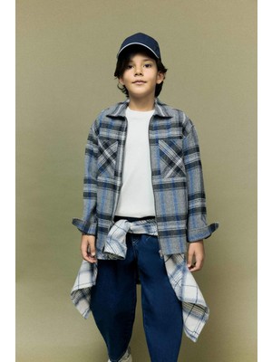 DeFacto Polo Yaka Ekose Desenli Fermuarlı Flanel Ceket Erkek Çocuk G3295A825WN
