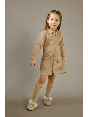 DeFacto Çiçekli Uzun Kollu Jean Elbise Kız Bebek G7610A525AU