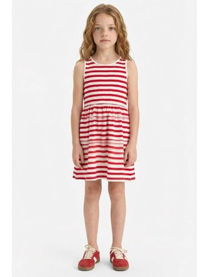 DeFacto Bisiklet Yaka Çizgili Kolsuz Yazlık Elbise Kız Çocuk B4340A825SM