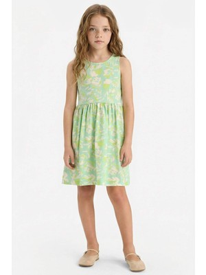 DeFacto Bisiklet Yaka Desenli Kolsuz Yazlık Elbise Kız Çocuk B4338A825SM