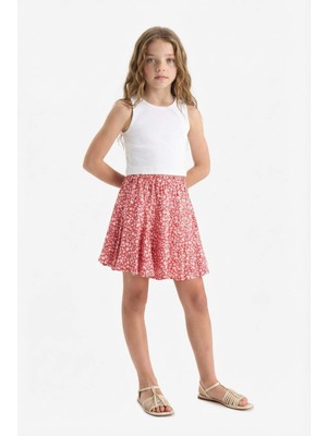 DeFacto Kız Çocuk Desenli Beli Lastikli Viskon Etek E3836A825SM