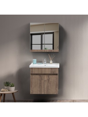 Martha Life Mona 2’li Banyo Dolabı Seti 65 cm - %100 Mdf, Lavabolu Alt Dolap ve Aynalı Üst Dolap